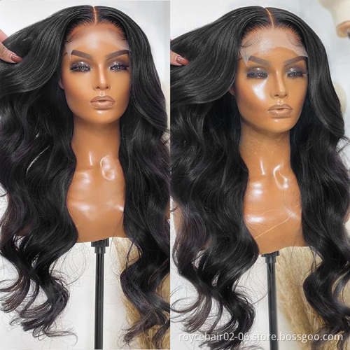 Factory Price 100% Brazilian Virgin Curly Human Hair Lace Wigs Vendor,Body Wave Pre Plucked Natural Hairline 5x5 Lace Front Wig